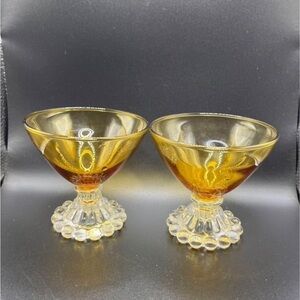 𝅺two Amber Sherbet Glasses Anchor Hocking 1950’s vintage Berwick Boopie
